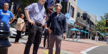 Tom Steyer courts Latinos in Santa Ana. A young voter wonders if it’s just a show
