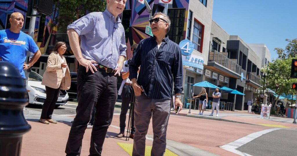 Tom Steyer courts Latinos in Santa Ana. A young voter wonders if it’s just a show
