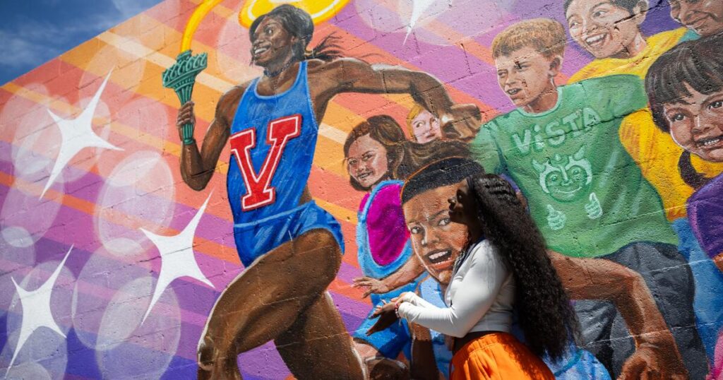 Once a ‘sickly’ child, Olympic medalist Brittany Brown now has a mural at her elementary school