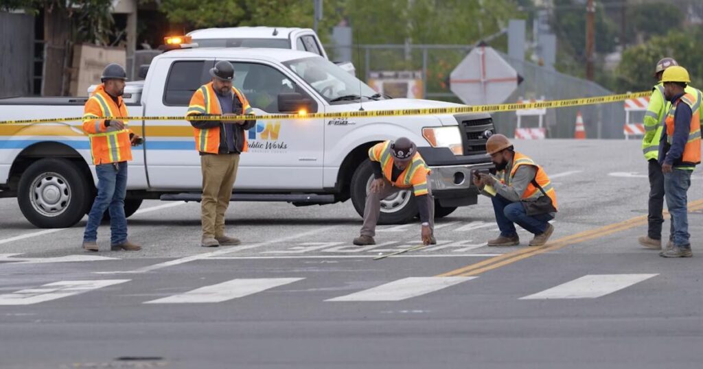 Crude oil spills onto Cesar Chavez Avenue in East L.A. after pipeline rupture