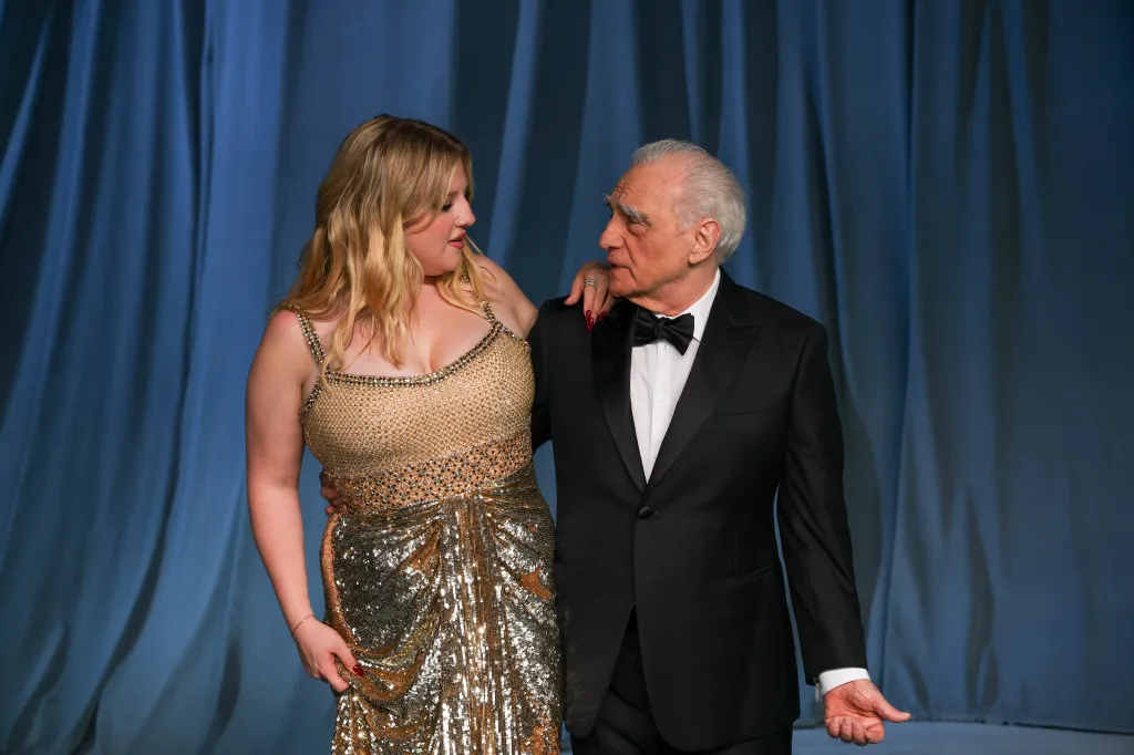 Martin Scorsese and Francesca Scorsese posing together at the Academy Museum Gala.
