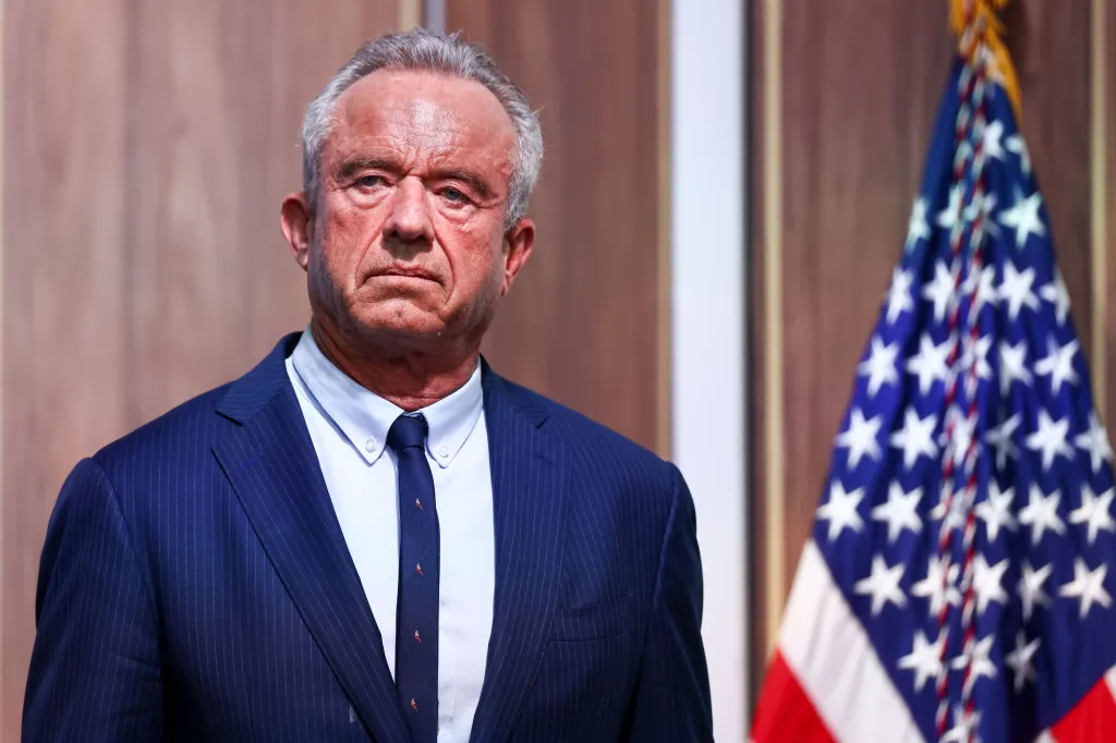US Secretary of Health and Human Services Robert F. Kennedy Jr. listens at a healthcare affordability event.