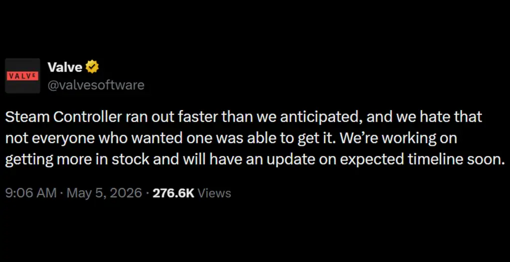 Valve Statement on Steam Controller Selling Out
