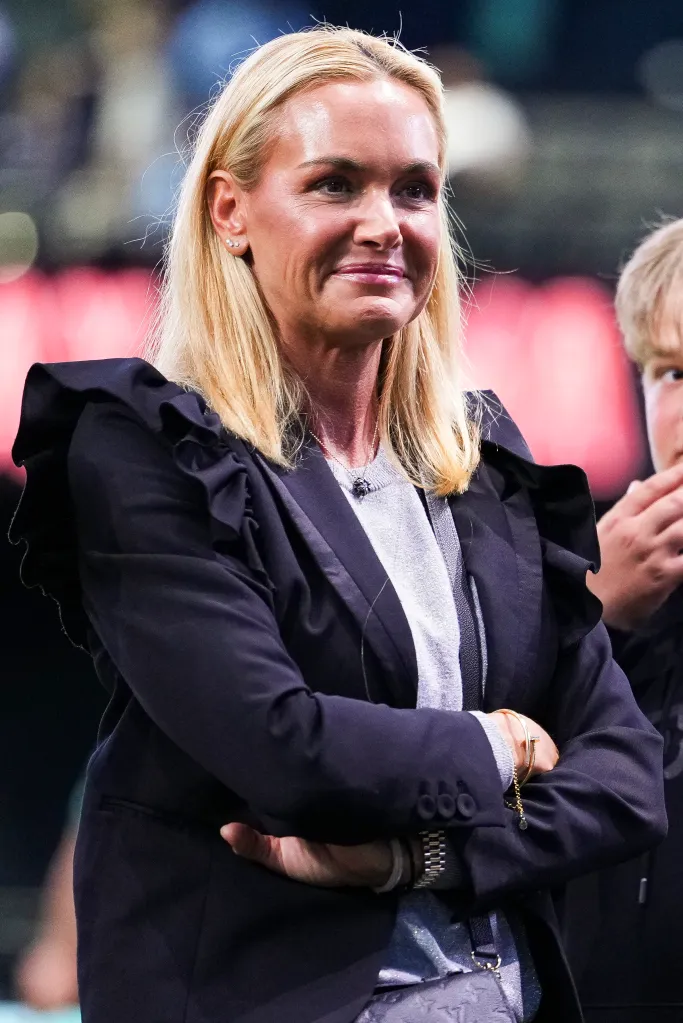 Vanessa Trump, girlfriend of Tiger Woods, looks on during a golf match.