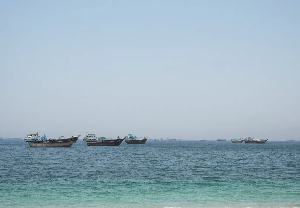 Vessels in the Strait of Hormuz, Musandam, Oman.