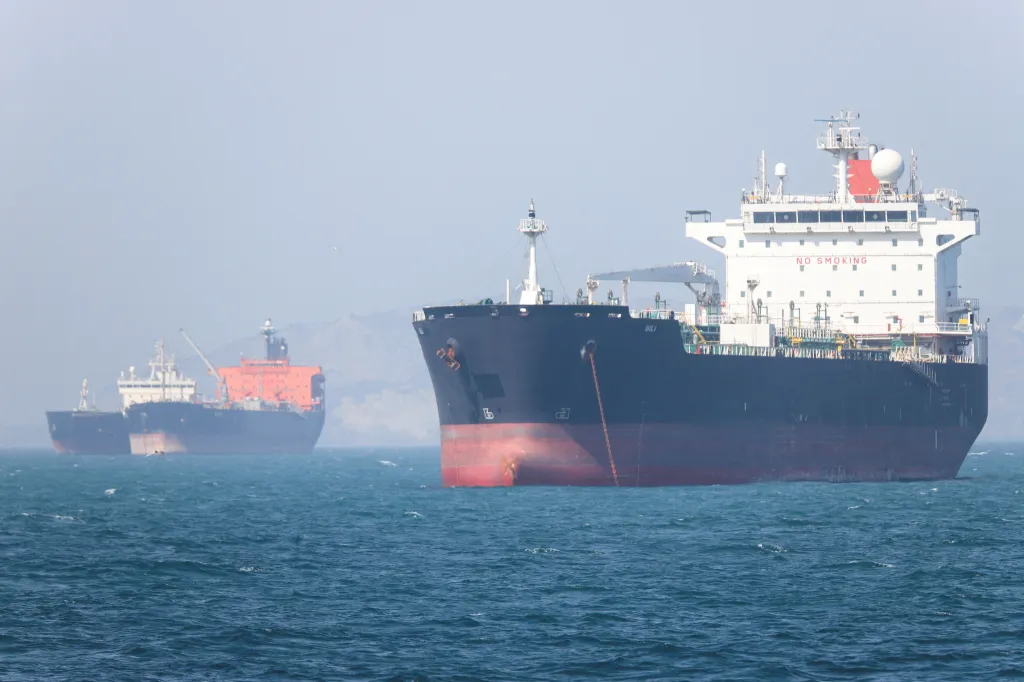 Vessels in the Strait of Hormuz near Bandar Abbas, Iran.
