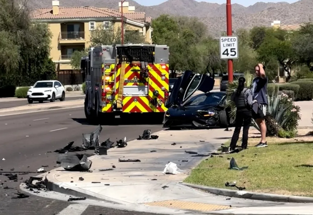 Bauer was T-boned while driving in Scottsdale, Ariz. Wednesday.