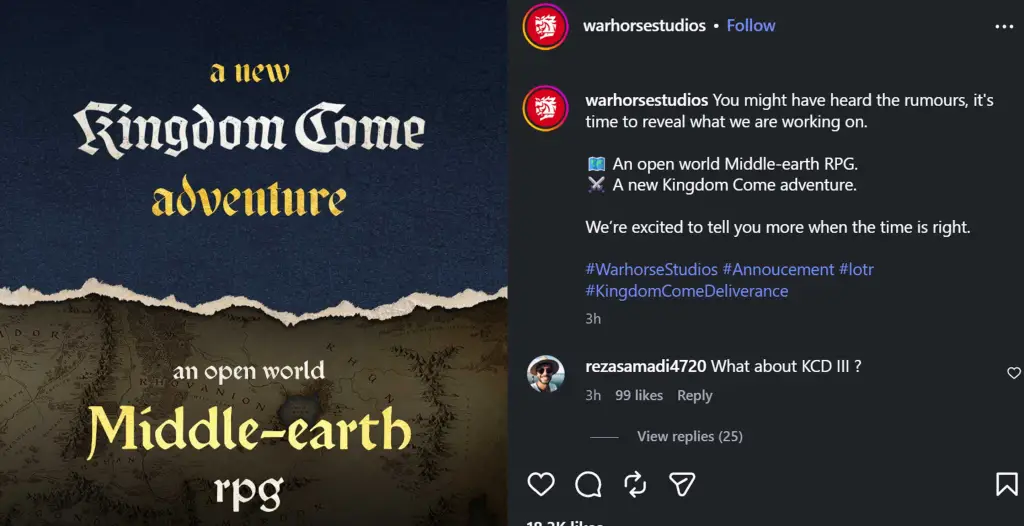 Warhorse Studios Announces Open World Lord of the Rings RPG