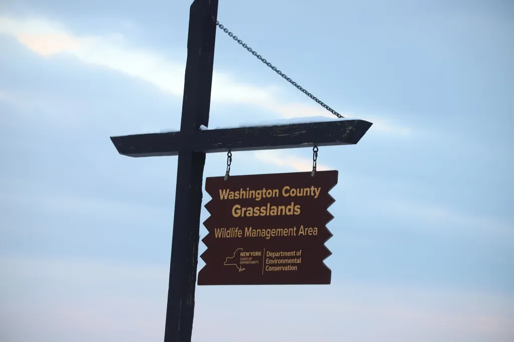 Sign for Washington County Grasslands Wildlife Management Area.