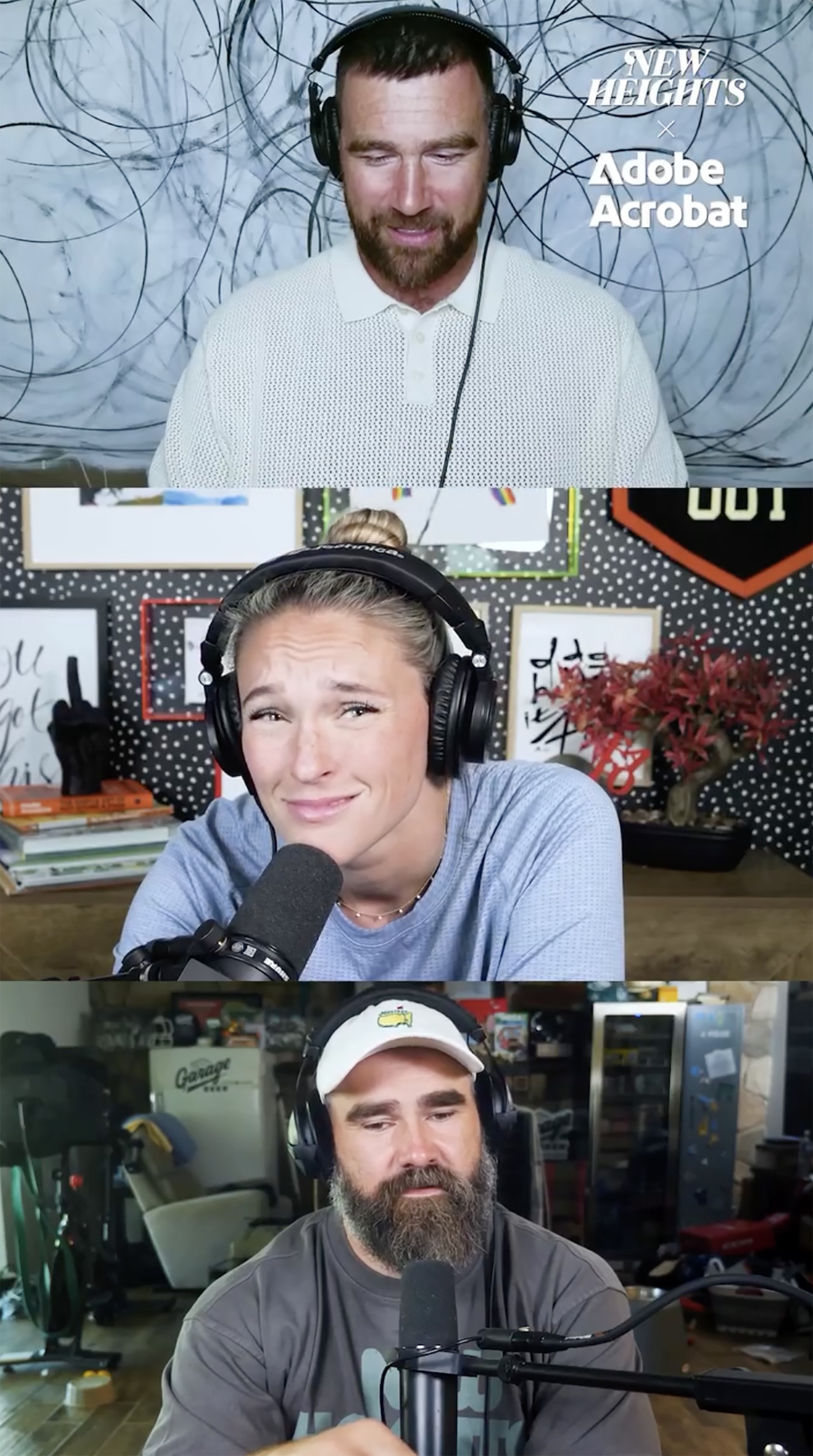 Collage of three people on the New Heights Podcast.