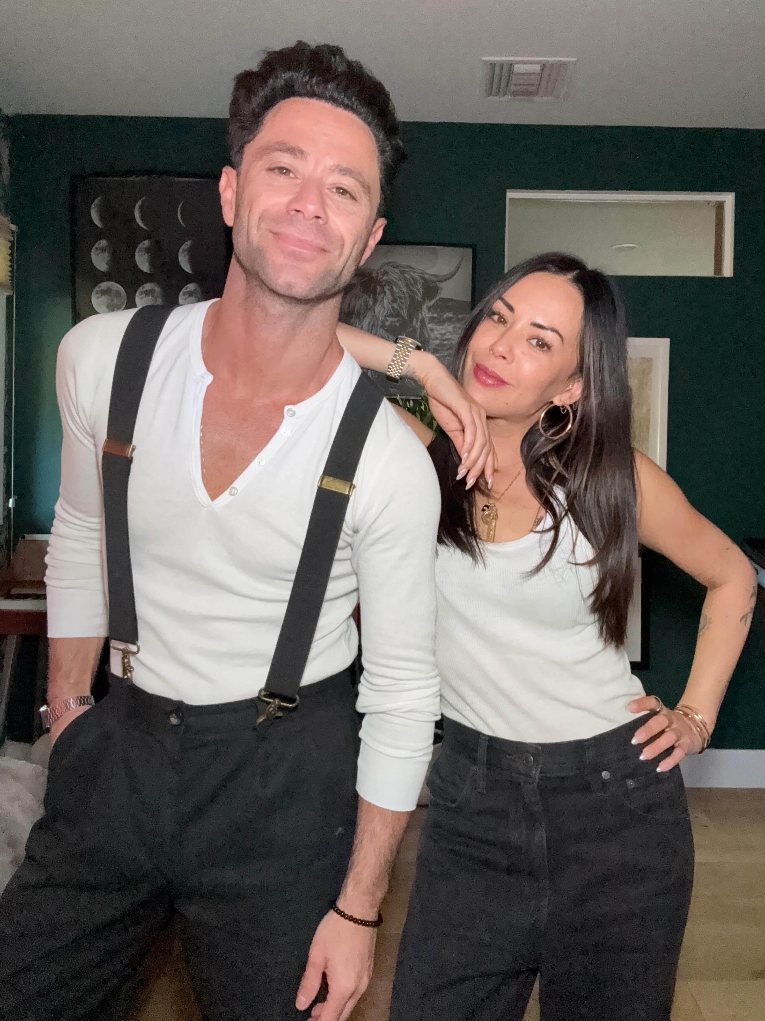 Janel Parrish and Sasha Farber standing together.