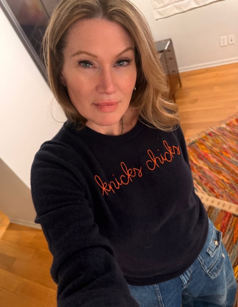 A woman wearing a black 