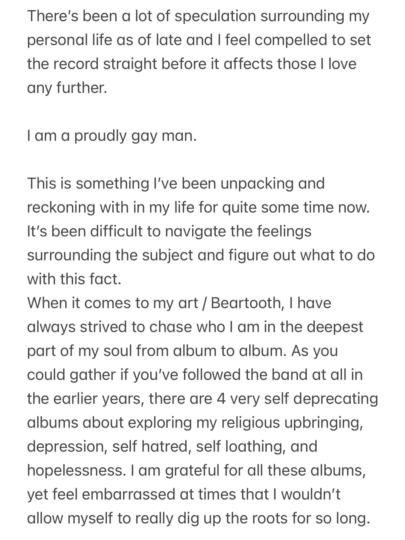 Text of a statement by Caleb Shomo coming out as gay.
