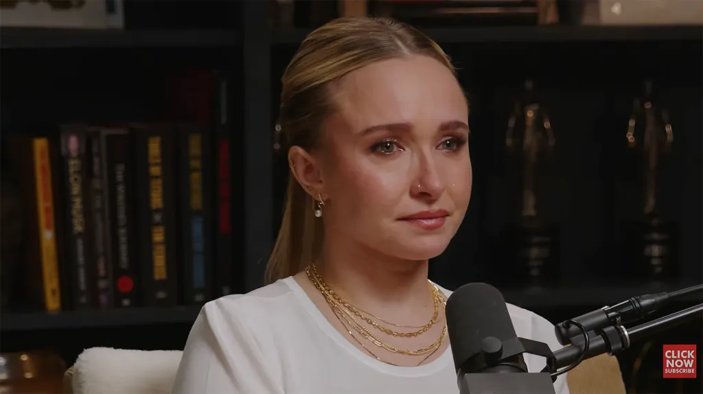 Hayden Panettiere crying on the Jay Shetty podcast.