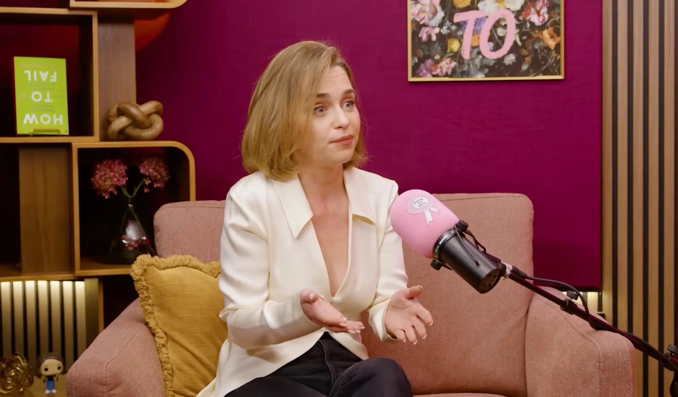 Emilia Clarke being interviewed about her brain aneurysm.