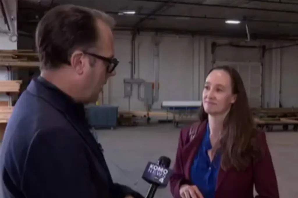 Katie Wilson being interviewed by KOMO News.