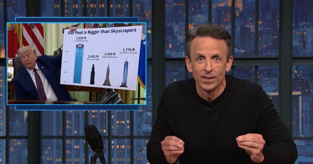 Late Night Sizes Up Trump’s Reflecting-Pool Ambitions