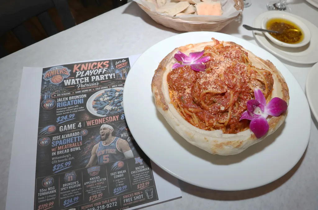 A picture of the meal next to the menu.