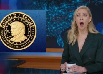 Desi Lydic Does a Spit Take at the Price of Trump’s Gold Coin
