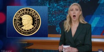 Desi Lydic Does a Spit Take at the Price of Trump’s Gold Coin