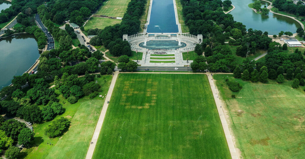 Grass on the National Mall Is Vandalized With ‘86 47’ Stains