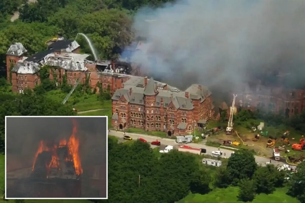 Massive inferno tears through historic New York psychiatric center