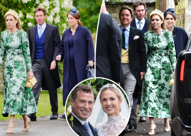 Princess Beatrice and Princess Eugenie reunite with royal family at cousin Peter Phillips’ wedding