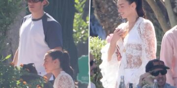 Dua Lipa radiates bridal vibes in white lace dress following wedding to Callum Turner