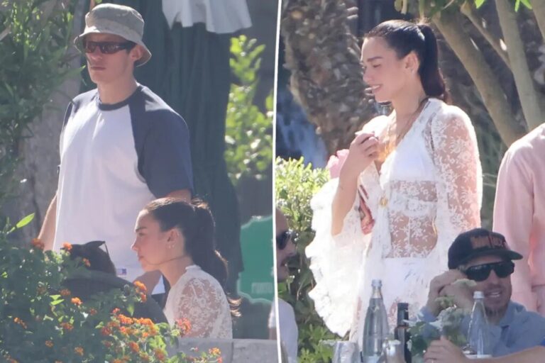 Dua Lipa radiates bridal vibes in white lace dress following wedding to — free download