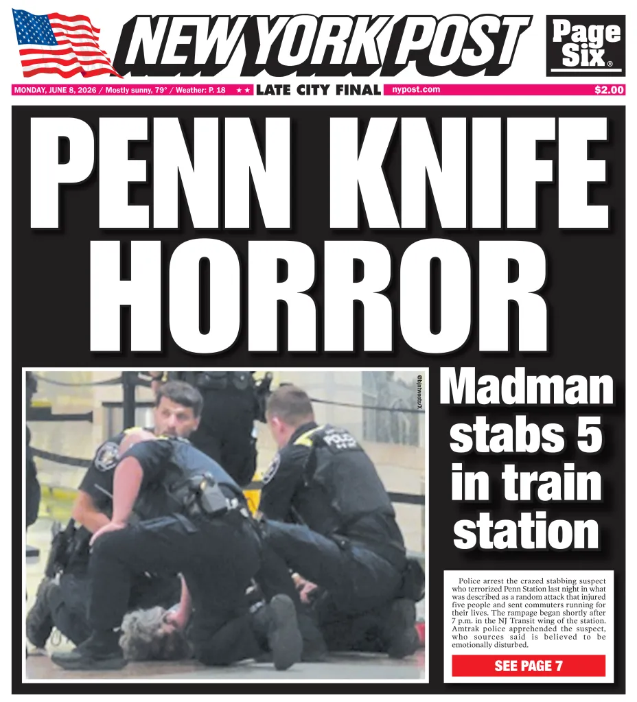 New York Post front page featuring a headline