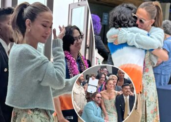 Jennifer Lopez wipes away tears at son Max’s graduation