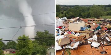 Tornadoes pummel communities outside Chicago, tearing up homes and toppling power poles