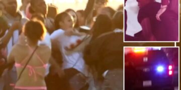 Wild brawl breaks out as hundreds of teens descend on SoCal beach