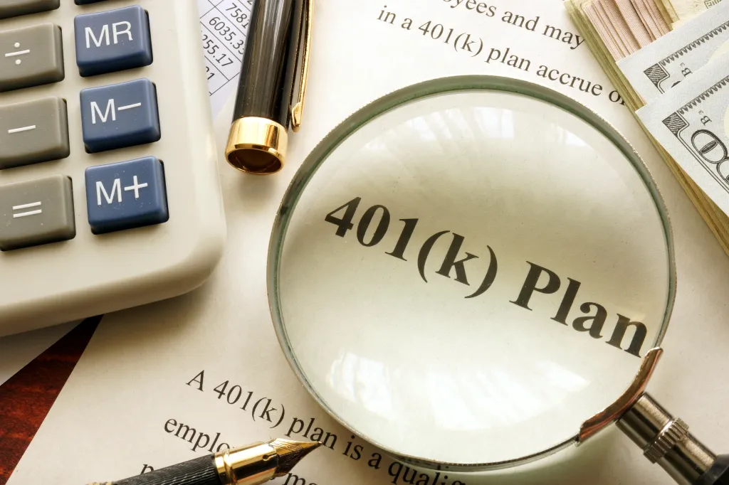 A magnifying glass over a document showing 