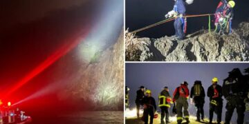Dramatic moment hiker saved during 7-hour rescue mission on foggy California cliffside