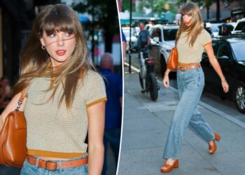 Taylor Swift nods to ‘Midnights’ era with ‘70-inspired studio look