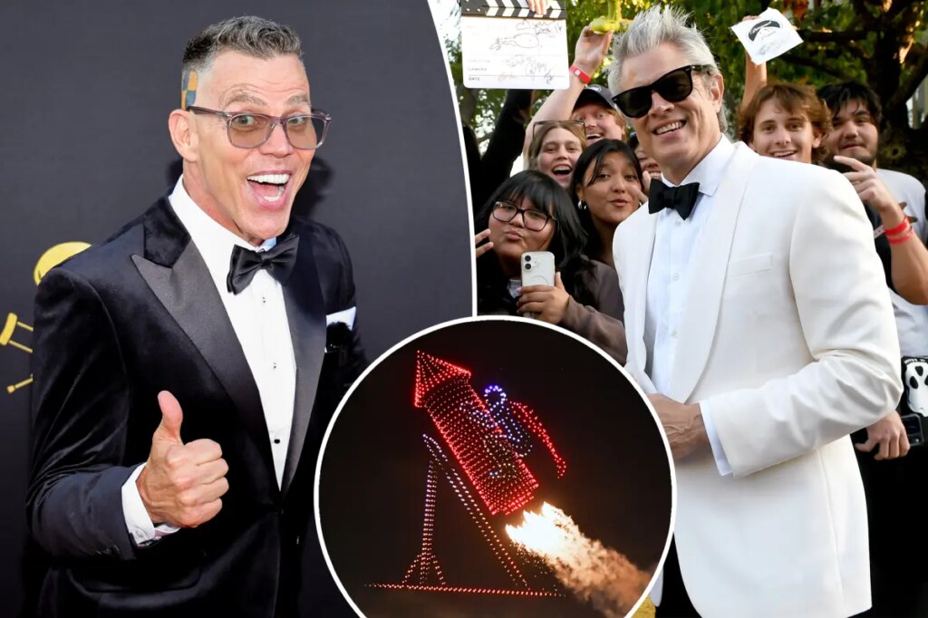 Inside the wild, black-tie ‘Jackass’ premiere with lewd pasta, outrageous drone show and ‘butt-shaped’ ice luge