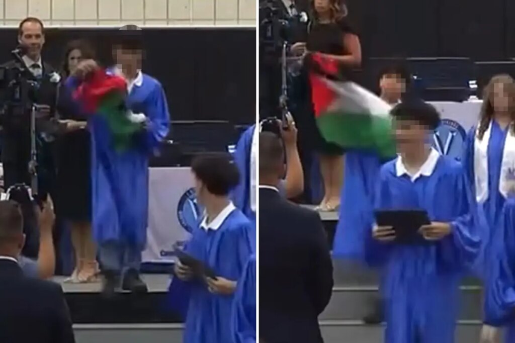 Outrage after 8th-grader waves Palestinian flag at graduation; DOE mum
