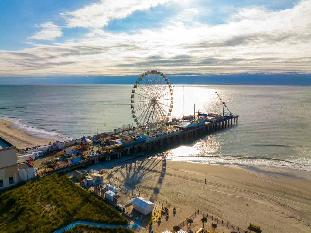 A ferris wheel on the beach