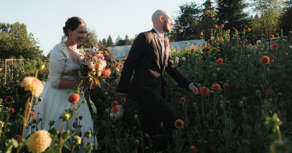 A Wedding Surrounded by Rows of Blooms
