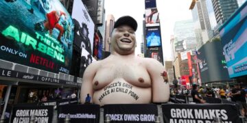 Extremely Unflattering Statue of Elon Musk Appears in Times Square, Complete With Horrifying Slogan