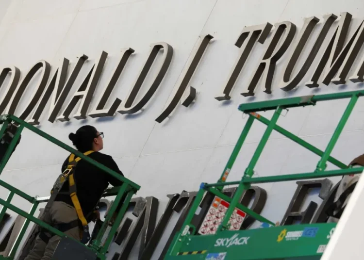 ‘Trying to hide’: Kennedy Center refuses to take tarps off where Trump’s name was removed