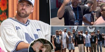 Travis Kelce continues California bachelor party weekend at NASCAR race with Patrick Mahomes