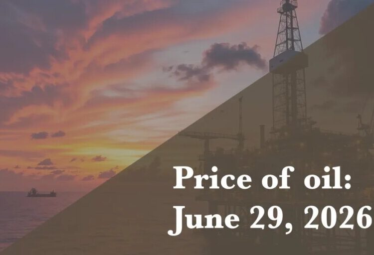 Current price of oil as of June 29, 2026