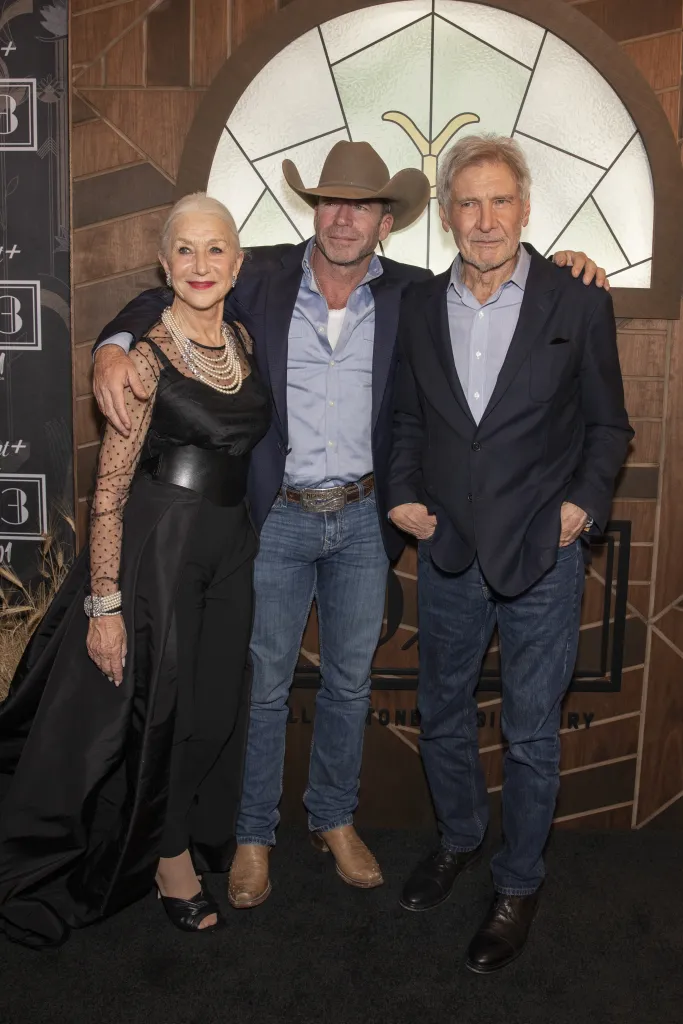 Helen Mirren, Taylor Sheridan, and Harrison Ford attend the 