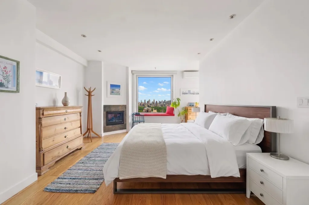 One of the home's many bedrooms
