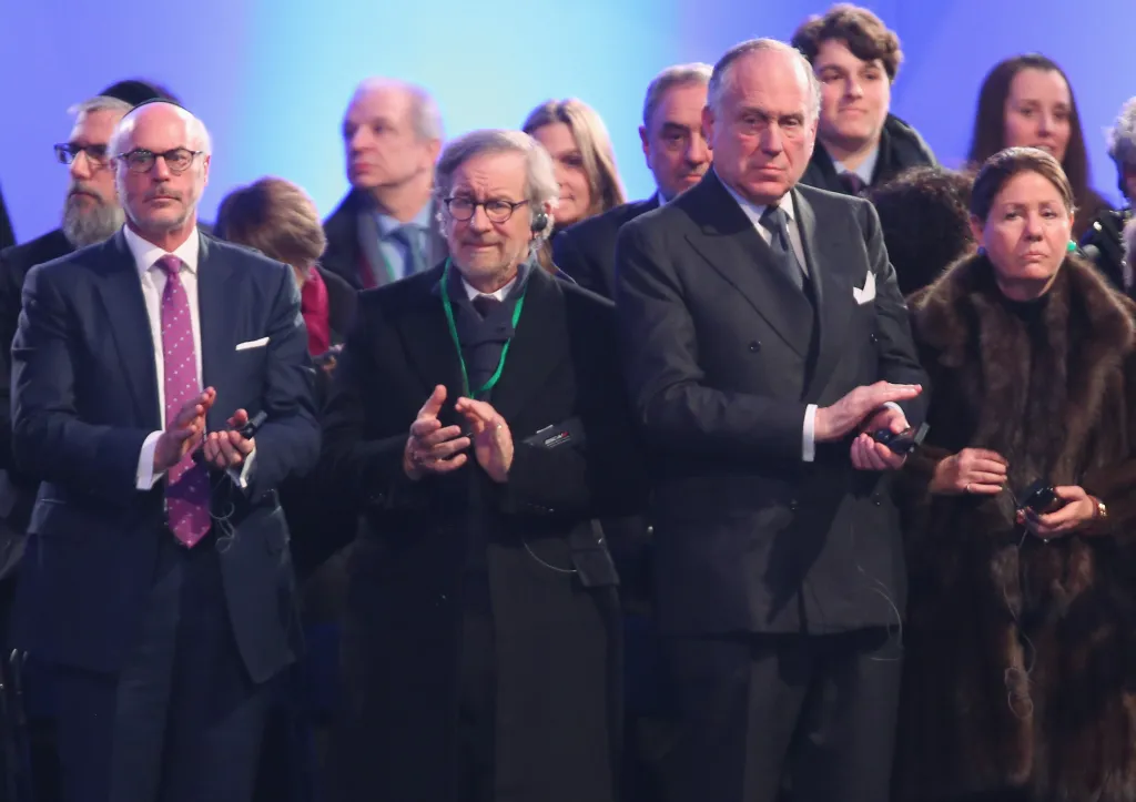 Steven Spielberg and Ronald Lauder at the 70th anniversary of the liberation of Auschwitz.