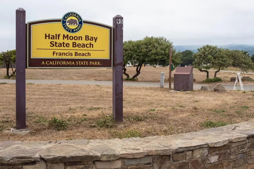 Sign for Half Moon Bay State Beach, Francis Beach.