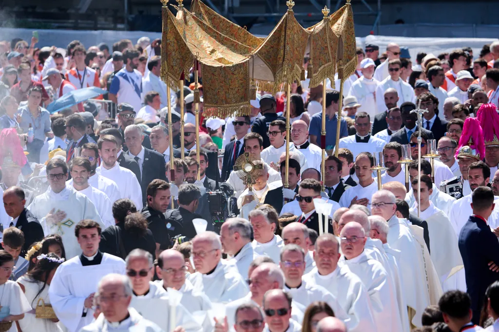 Pope Leo XIV leading a Corpus Christi Procession in Madrid.