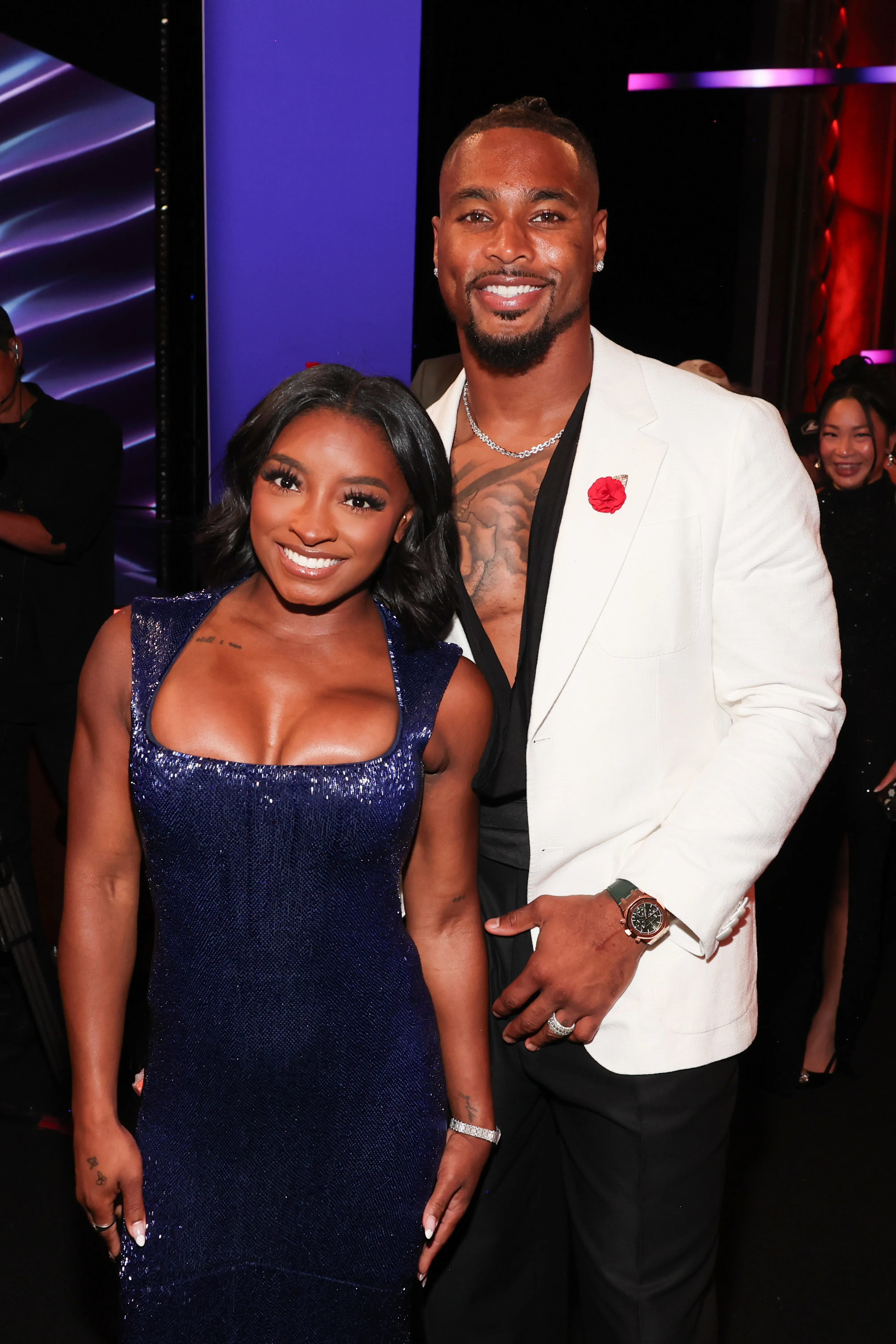 Simone Biles and Jonathan Owens at the 2025 ESPY Awards.